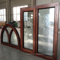 Customized Specialty Shapes Design Arc Top Oak Wood Window Frame with Carved Glass